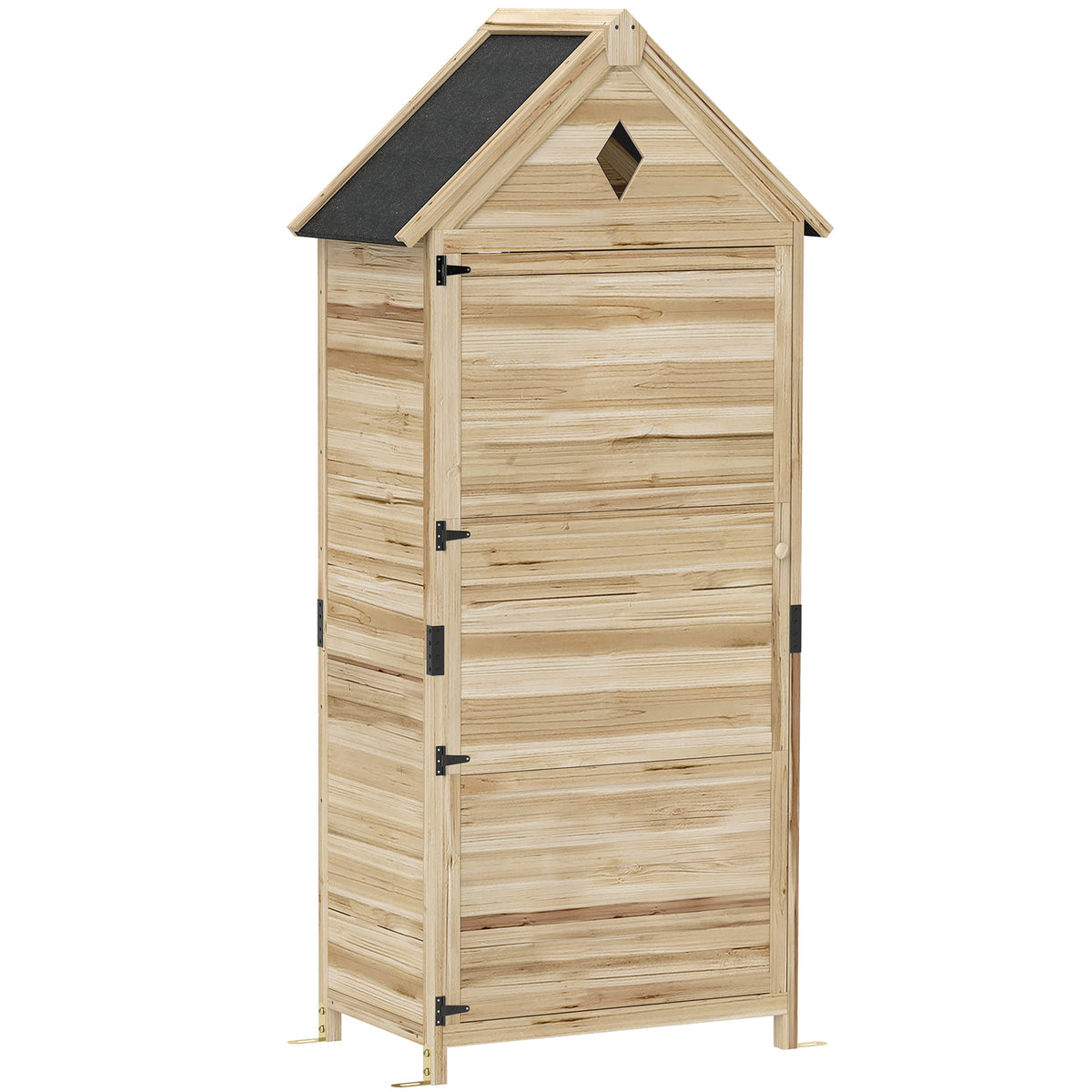 Garden shed with 4 shelves, wooden storage shed, waterproof asphalt roof, 80 x 49 x 170 cm, light brown