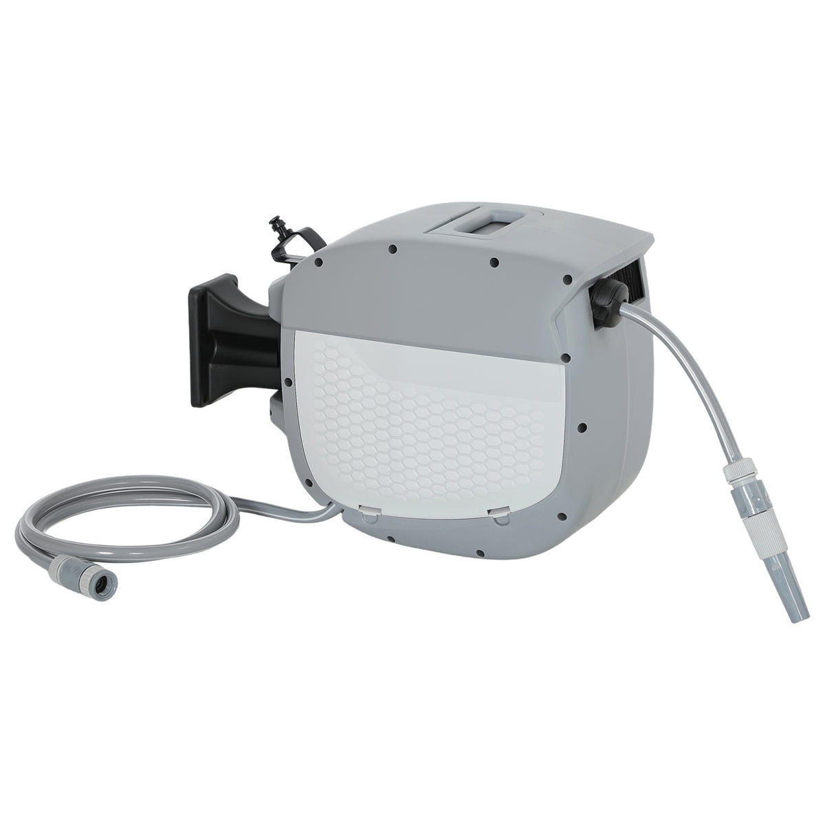 Hose reel with 20 m garden hose, 180° swivelling hose box with automatic retraction and self-locking mechanism