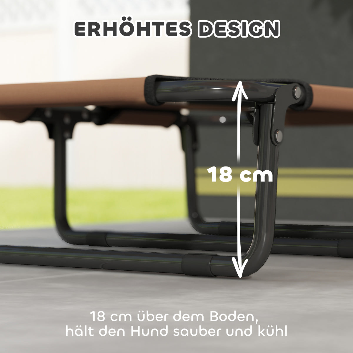 Foldable elevated dog bed pet bed, outdoor dog cot with mesh design coffee Oxford 75 x 51 x 18 cm (4)
