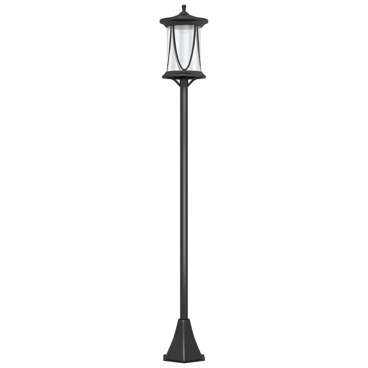 Solar outdoor light, LED, automatic operation, weatherproof, 6h lighting duration, 17W x 17D x 127Hcm, black