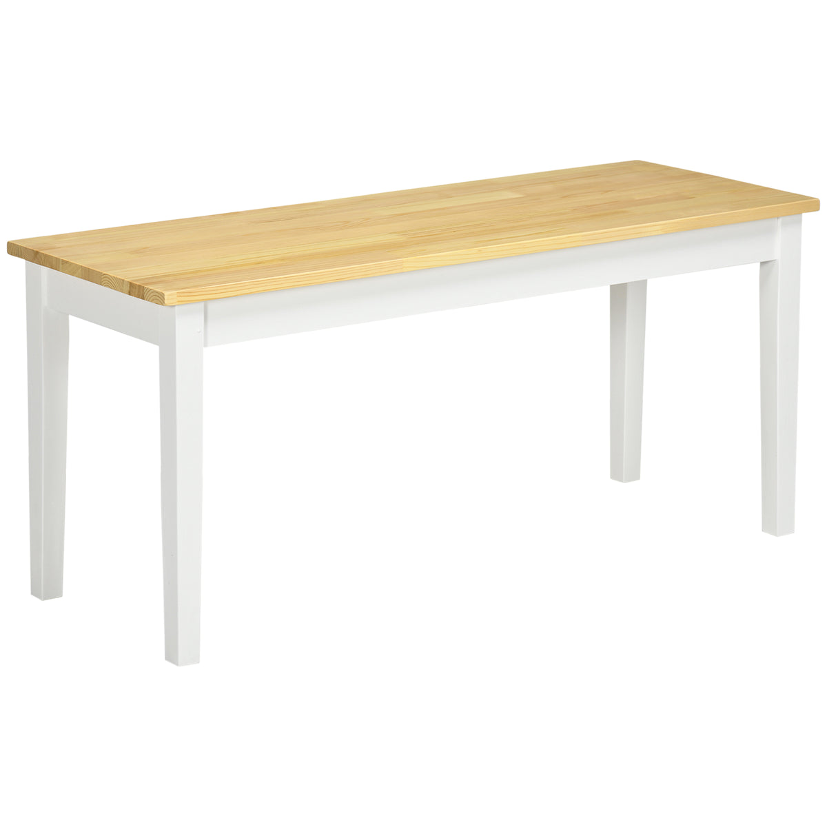 Bench, wooden bench, 2-seater bench, solid wood, lacquered, natural + white