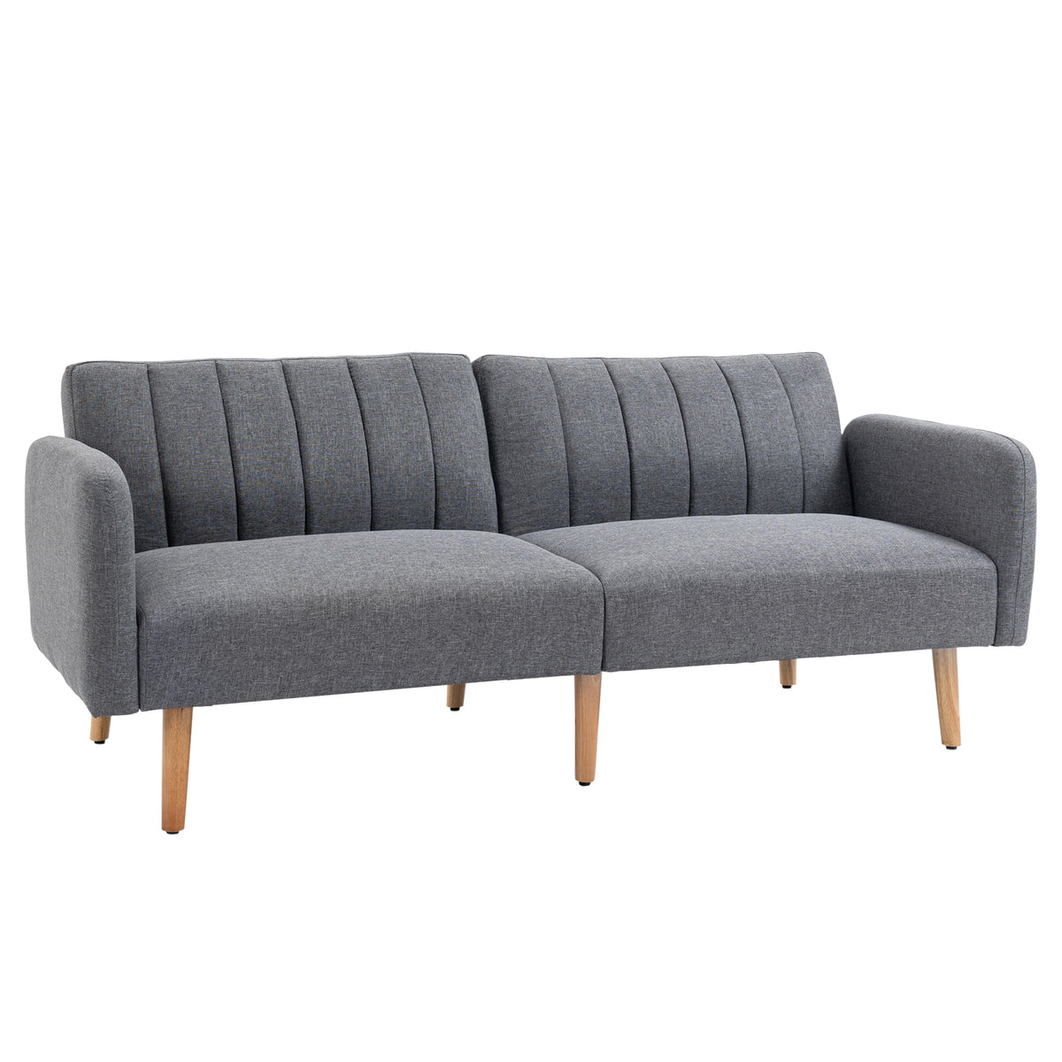 Sofa bed, 2-seater fabric sofa, sofa with sleeping function, linen-look polyester, rubberwood, 173 x 75 x 73 cm