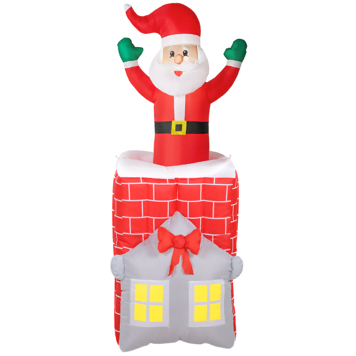 Inflatable Christmas decoration, Santa in chimney, LEDs, blower