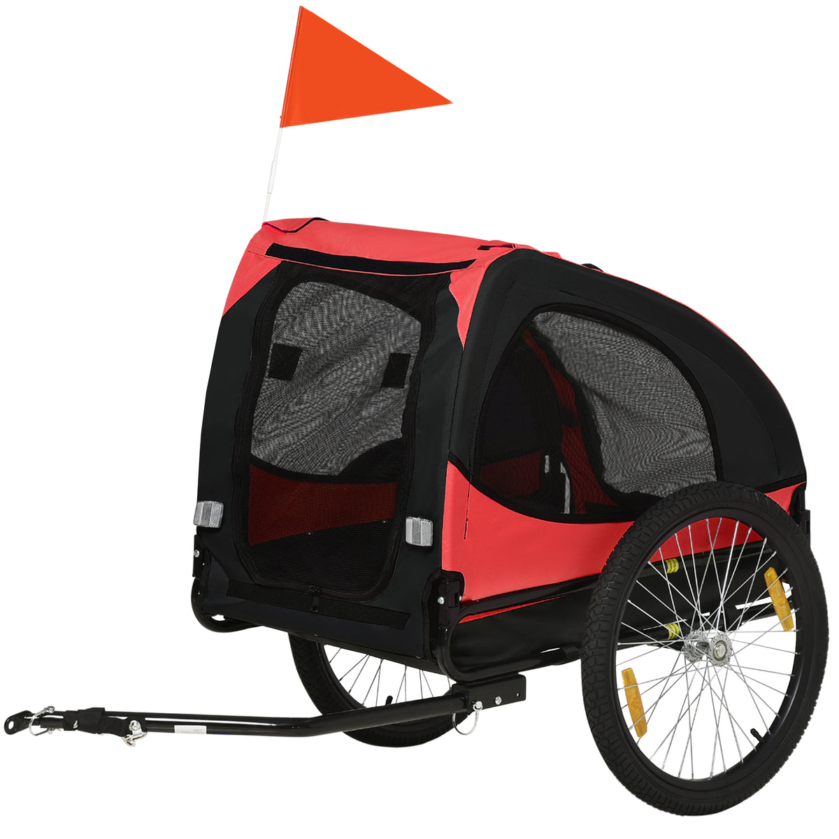 Dog trailer, foldable bicycle trailer for dogs, water-resistant, Oxford fabric, metal, 140 x 71 x 83 cm, red