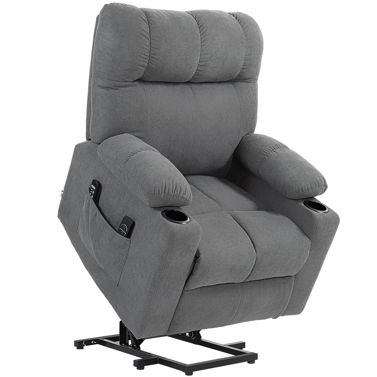 Lift chair for seniors, reclining function, incl. remote control, 144 cm x 91 cm x 88 cm, gray