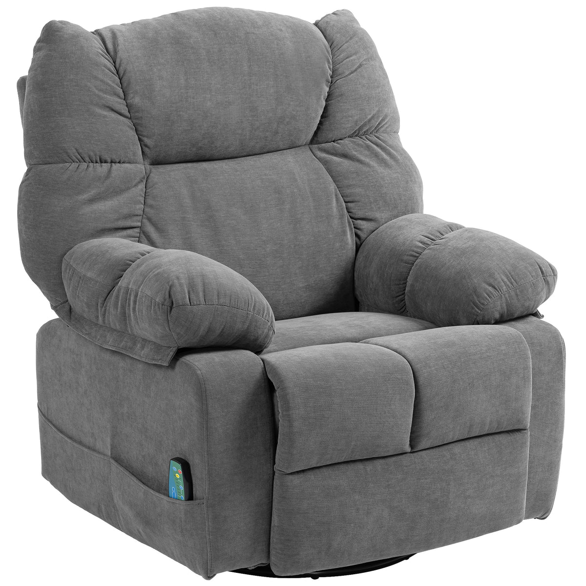 Recliner chair with massage function, reclining function, swivel massage chair, 4 side pockets and remote
