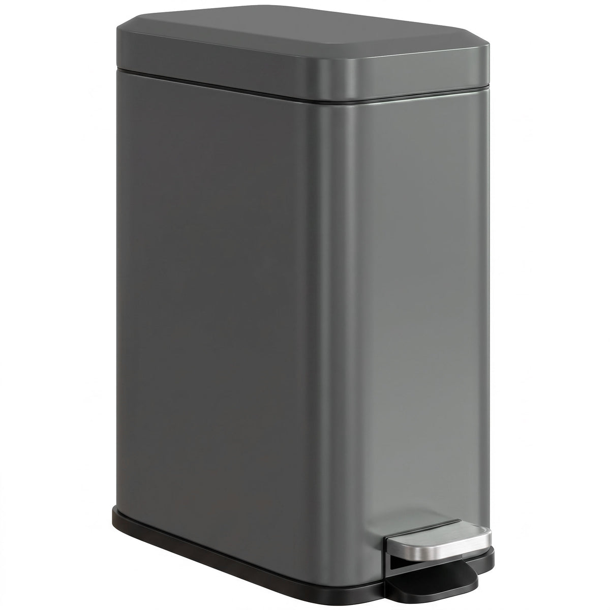 Metal trash can, waste bin, 5 L capacity, with foot pedal, with inner bucket, gray