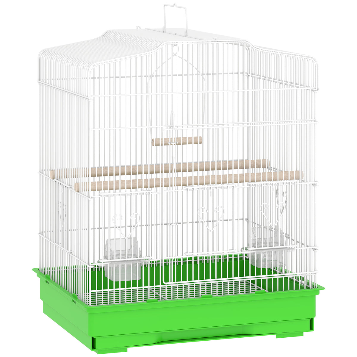 Vintage-style birdcage for small bird species incl. accessories 46.5 x 36 x 59 cm steel, wood, white+green