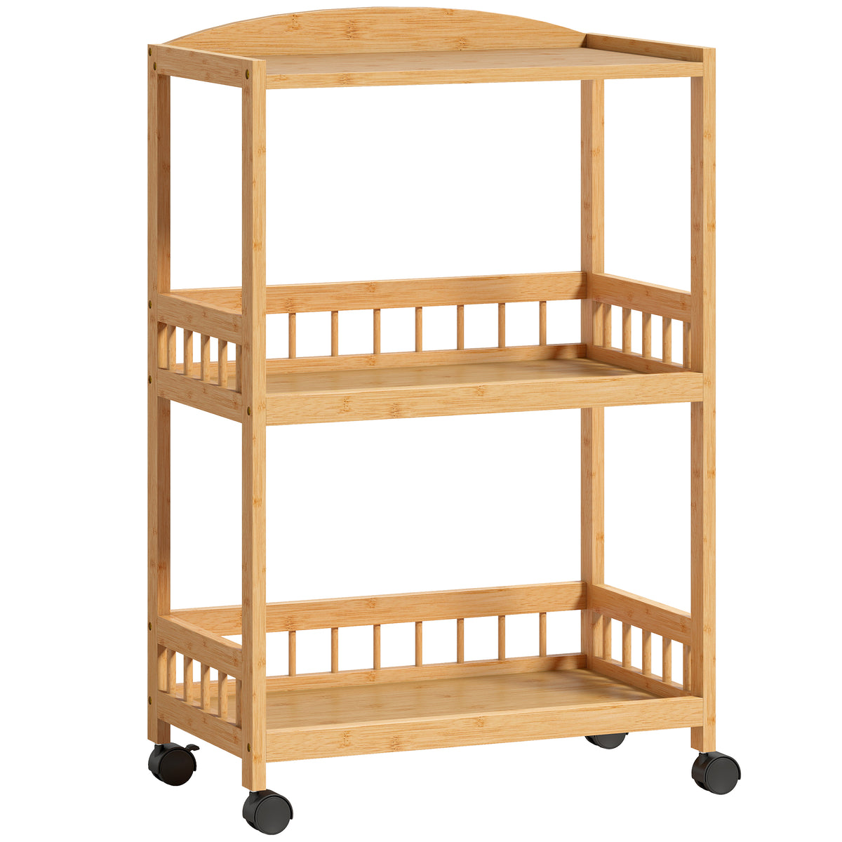 Kitchen trolley, rolling cart with 3 tiers, serving cart with storage, kitchen shelf on wheels, for kitchen