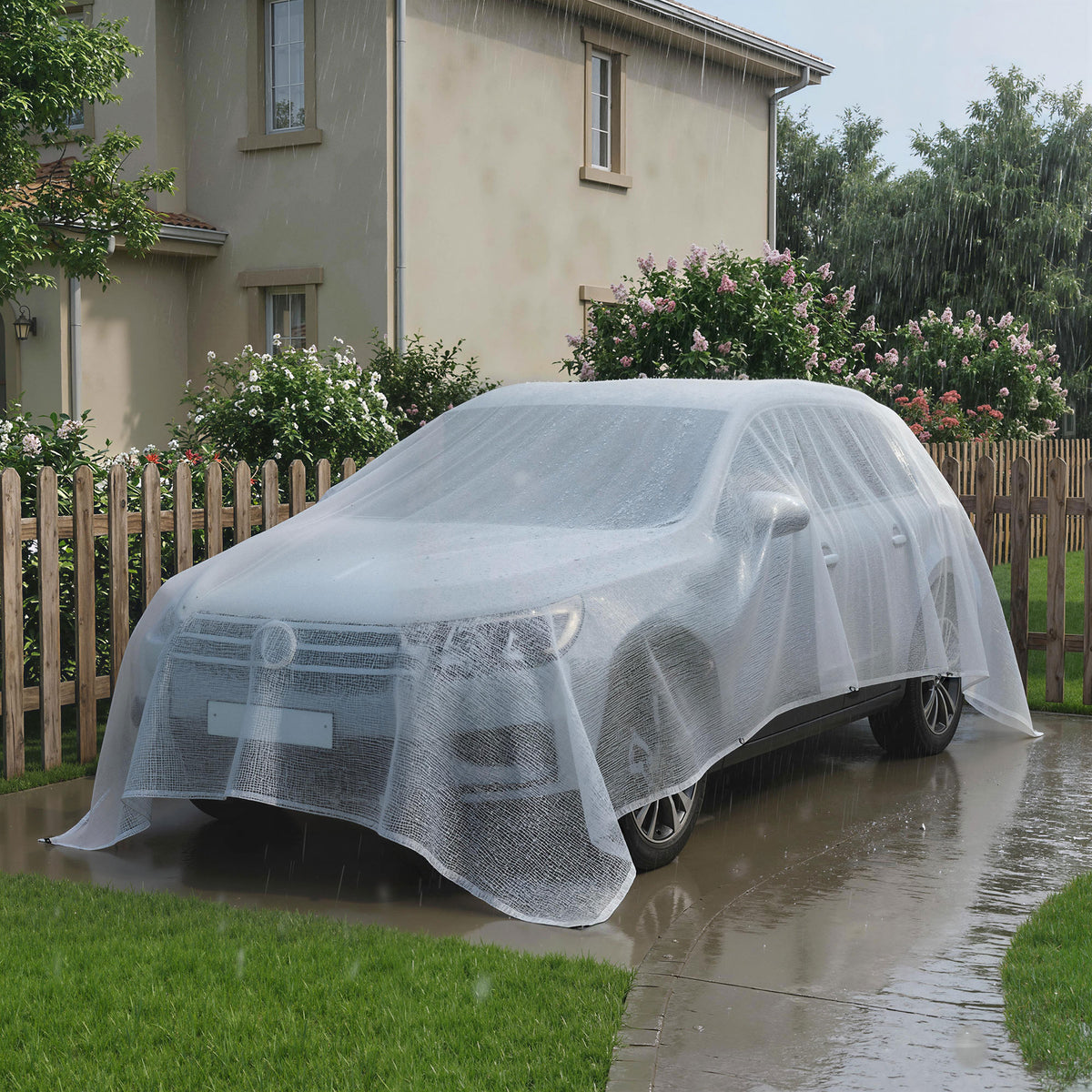 Waterproof tarpaulin 4 x 6 m 140g/m² fabric tarp, heavy-duty tear-resistant UV-stabilized protective sheet with (2)