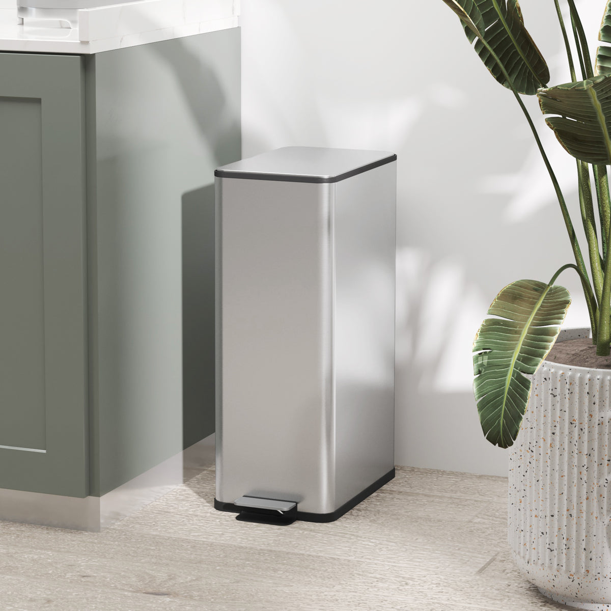 20L Trash Can, Soft-Close Lid, Deodorant Compartment, Fingerprint-Proof, Stainless Steel, Silver (2)