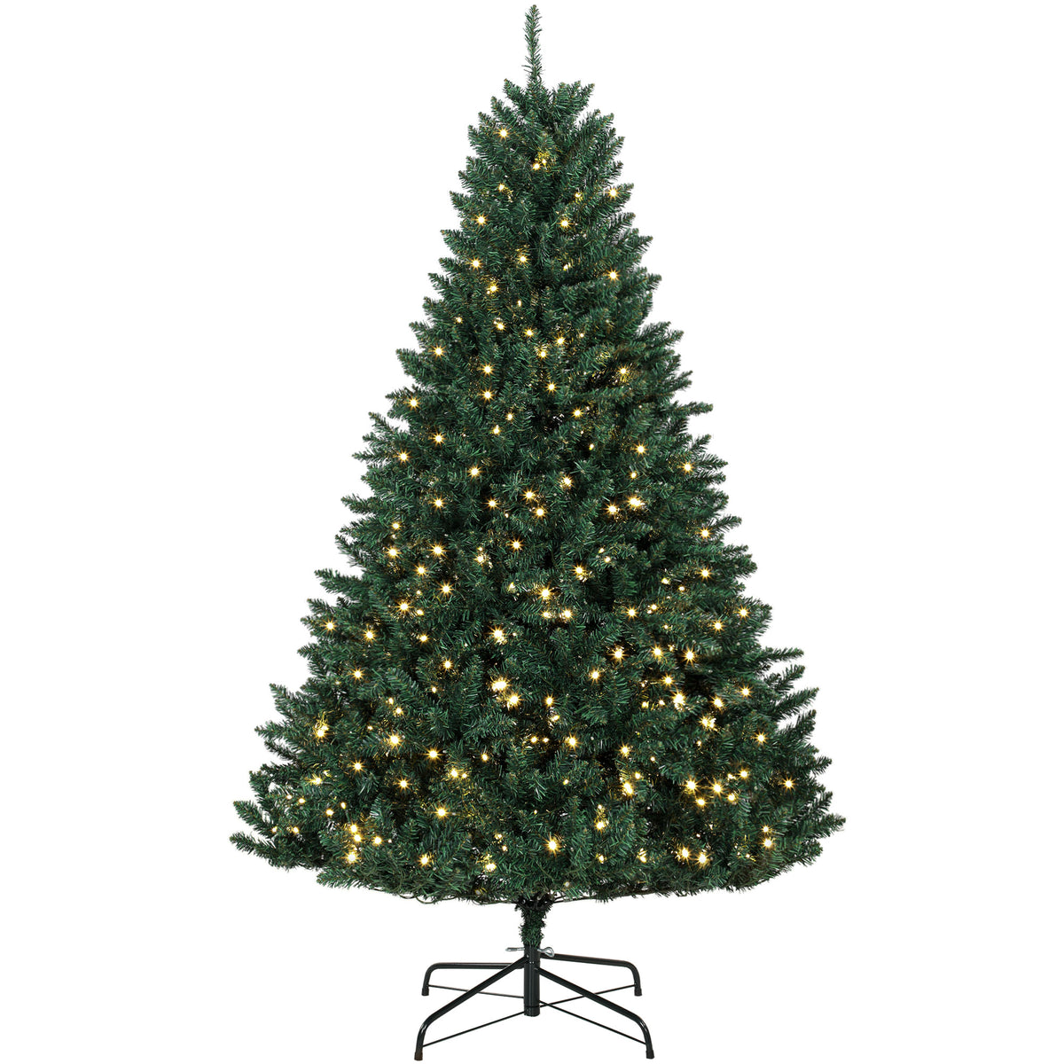Christmas tree, 550 warm white LEDs, 1494 tips, flame-retardant, plastic/metal, 180 x 112 cm, green
