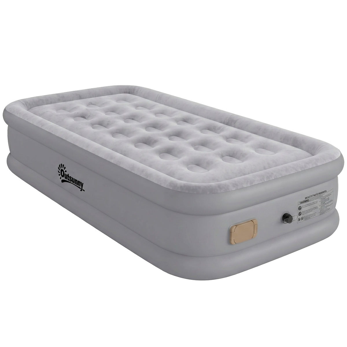 Self-Inflating Single Air Mattress Airbed with Integrated Electric Pump in 3 Minutes Flocked Surface