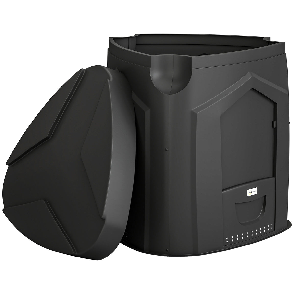 240L Garden Composter, Triangular Compost Bin with 3 Doors, Black