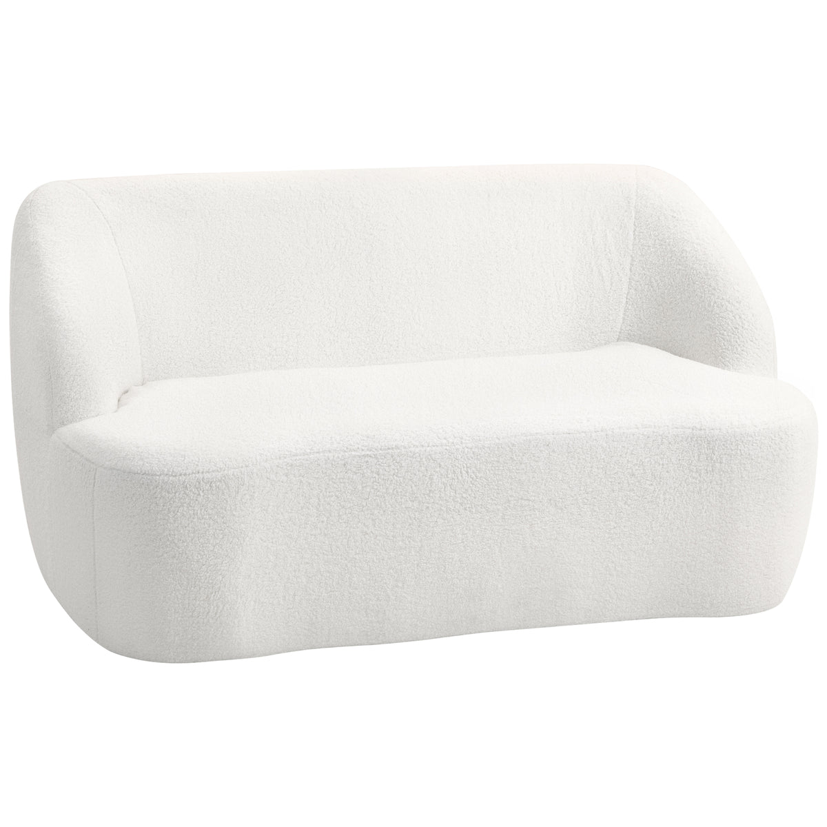 2-seater sofa, curved design, upholstered sofa with fleece cover, for living room, bedroom, home office, cream