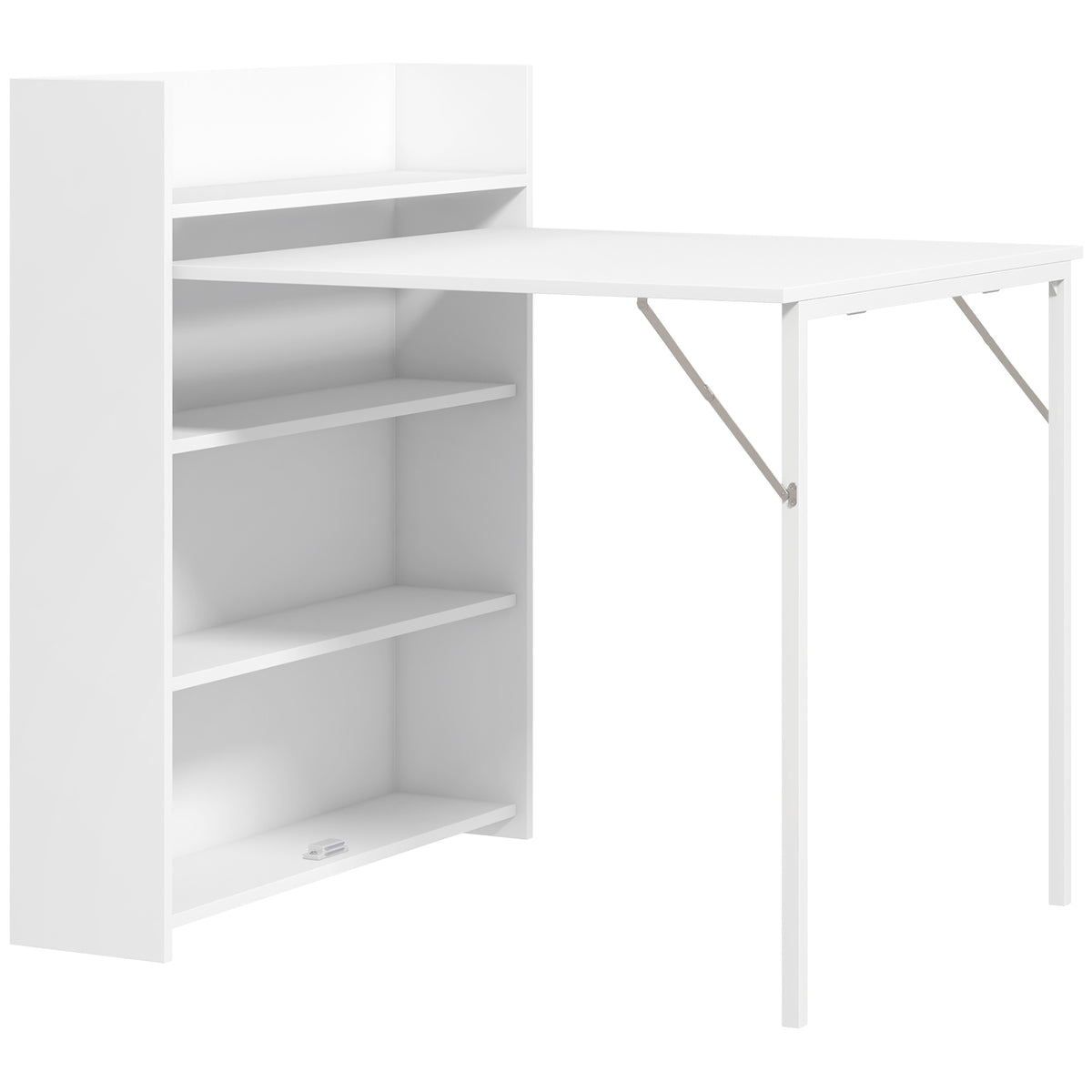 Foldable dining table, suitable for small rooms, with 4 discreet shelves, collapsible kitchen table, anti-tip