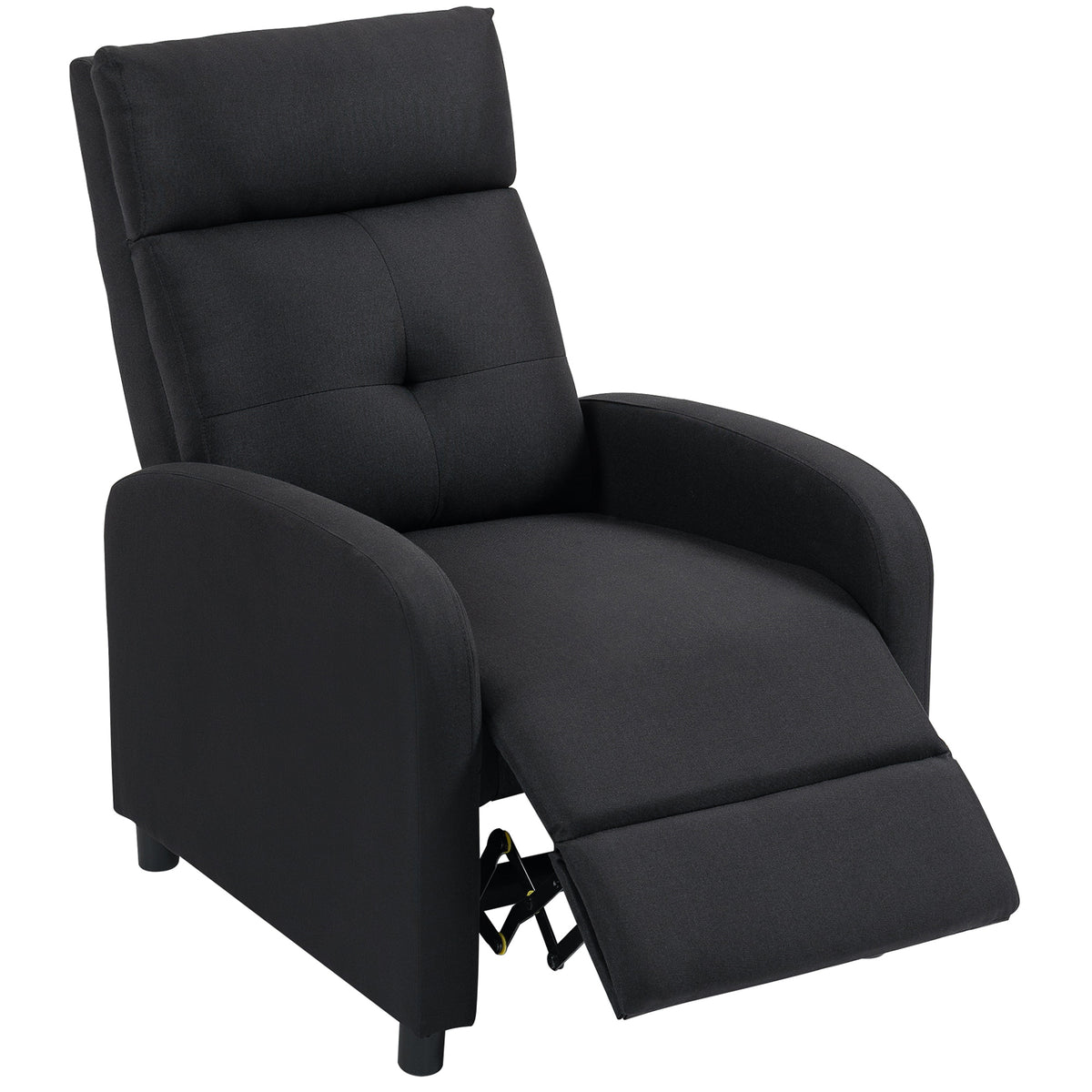 Recliner with reclining function, extendable footrest, pocket spring core, up to 150 kg, black