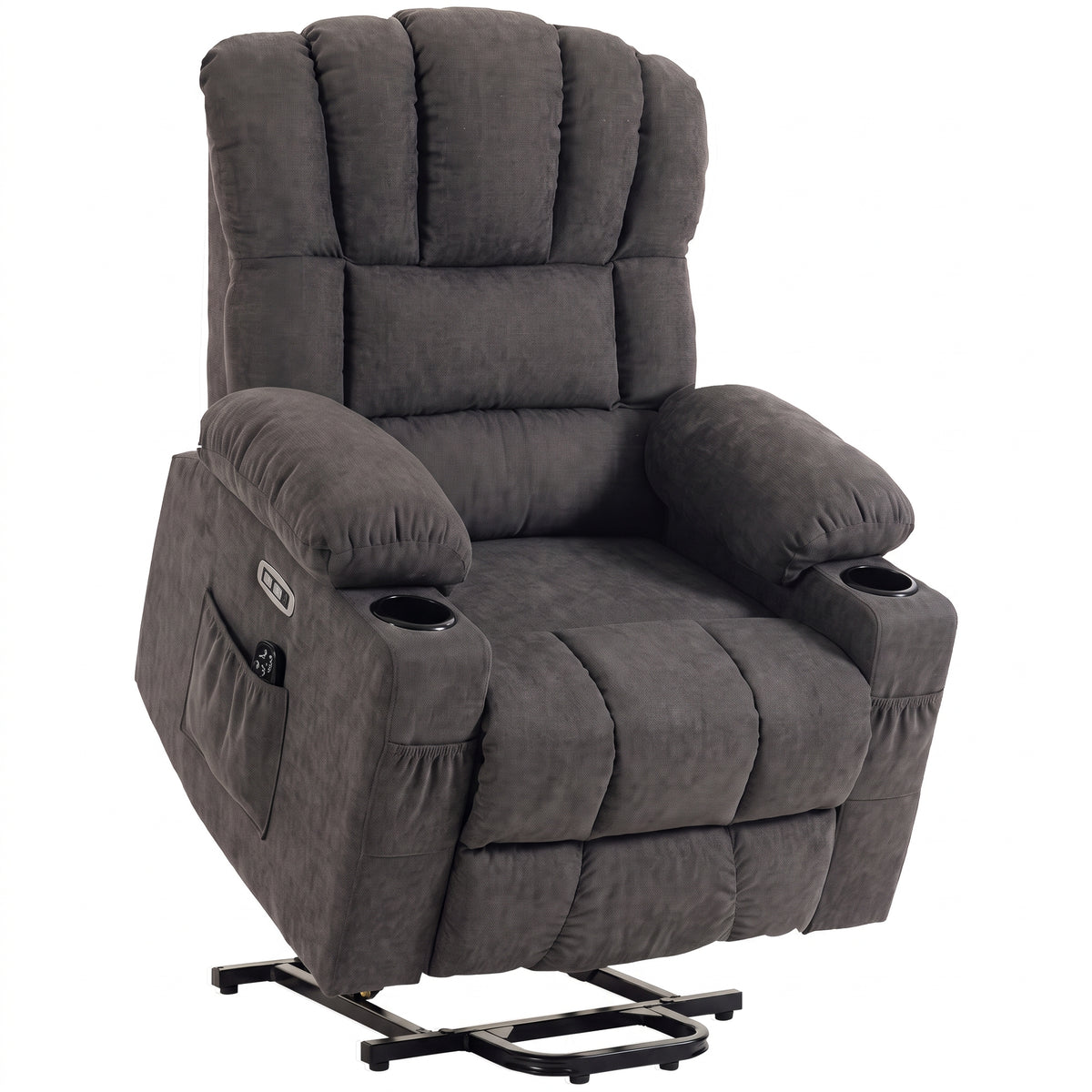 Electric lift chair with massage & heat, recliner for seniors, pocket spring core, gray