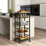 4-tier kitchen trolley on wheels, rolling serving cart, kitchen trolley with 4 steel baskets, serving cart (10)