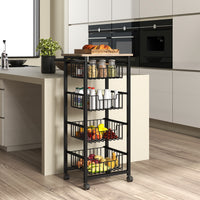 4-tier kitchen trolley on wheels, rolling serving cart, kitchen trolley with 4 steel baskets, serving cart (10)