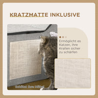 Cat house with scratching surface, incl. toy ball, cat cave, 65 cm x 41 cm x 45.5 cm H, brown + white + beige (4)