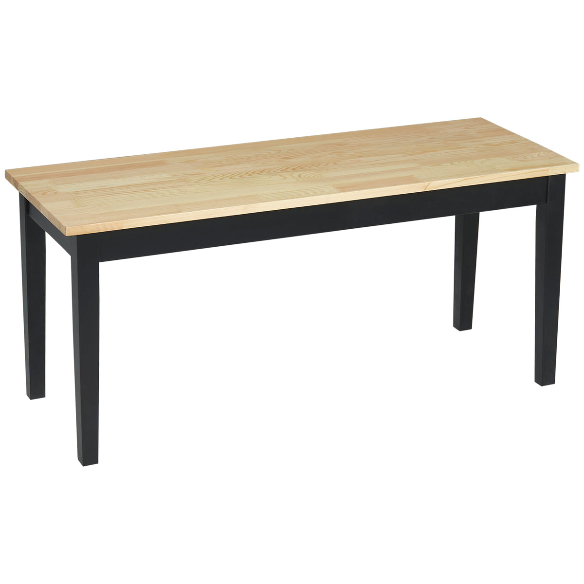 Modern bench for 2 people, wooden bench, solid wood, lacquered, natural + black