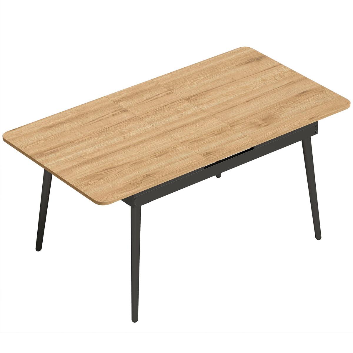 Extendable dining table 130-160 cm, kitchen table with rounded corners, oak