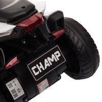 Electric ride-on motorcycle for kids, lights & sounds, 3 km/h, rechargeable, plastic & metal, black/white (8)
