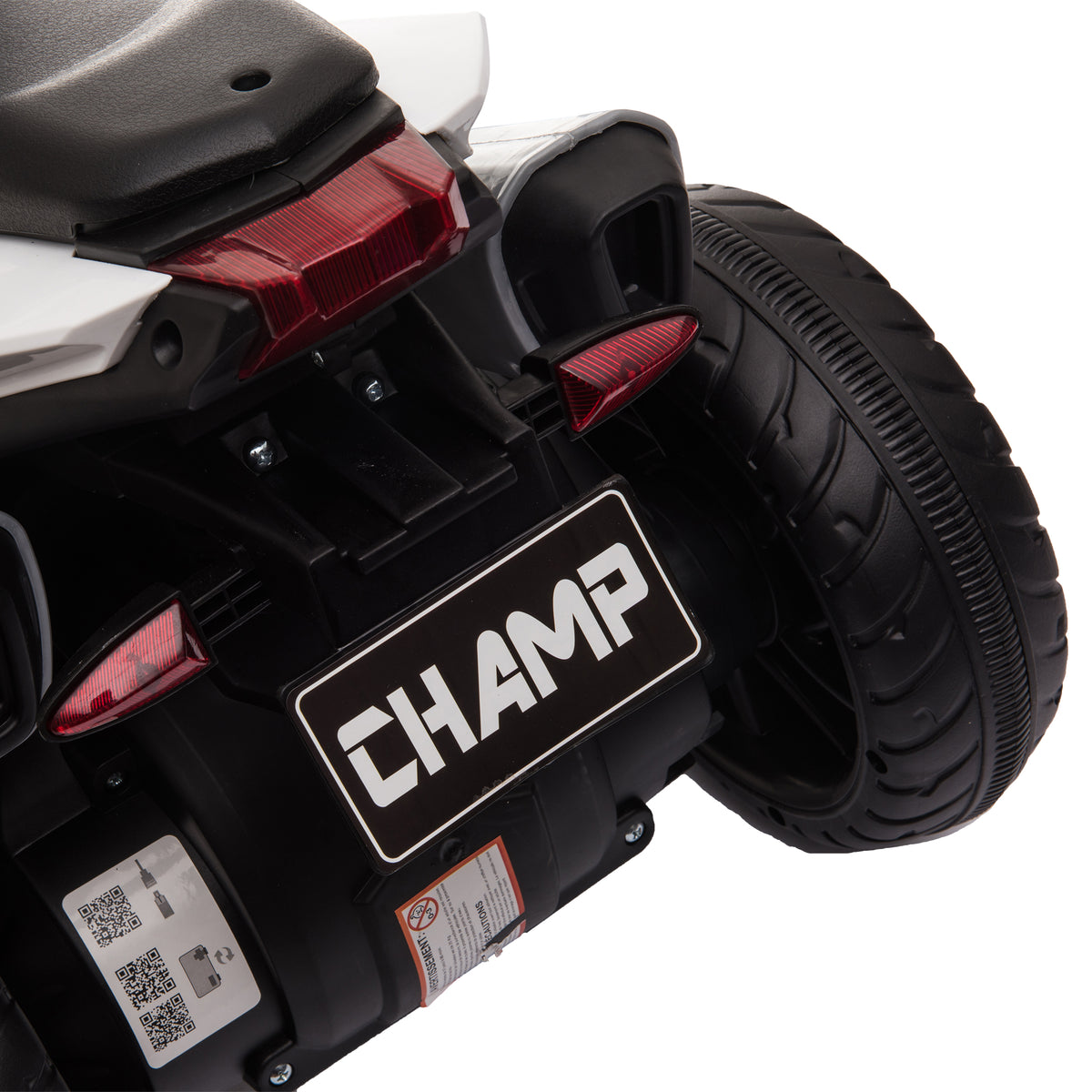 Electric ride-on motorcycle for kids, lights & sounds, 3 km/h, rechargeable, plastic & metal, black/white (8)