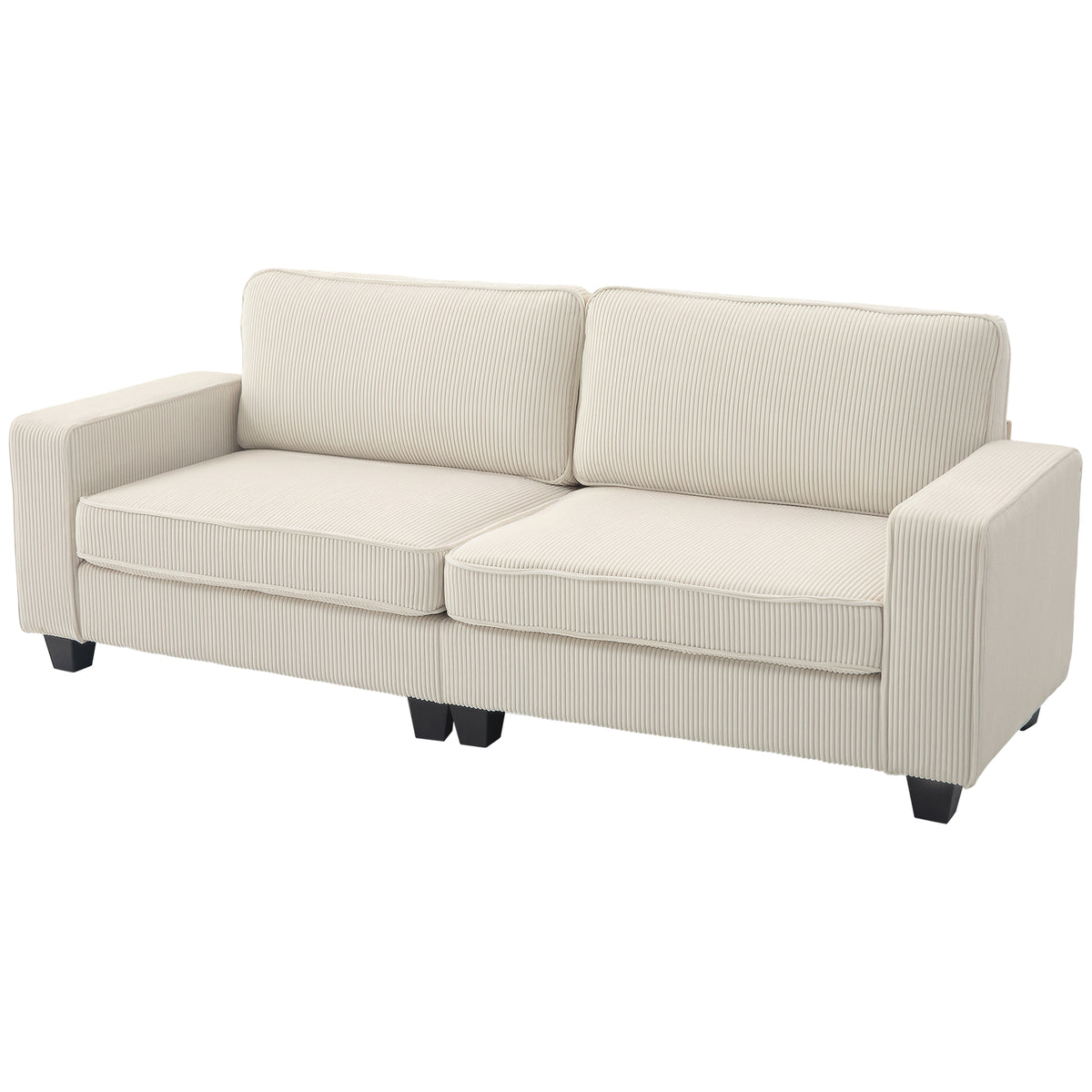 3-seater sofa with corduroy cover, living room sofa with spring core, up to 400 kg, 227 x 84 x 87 cm, cream