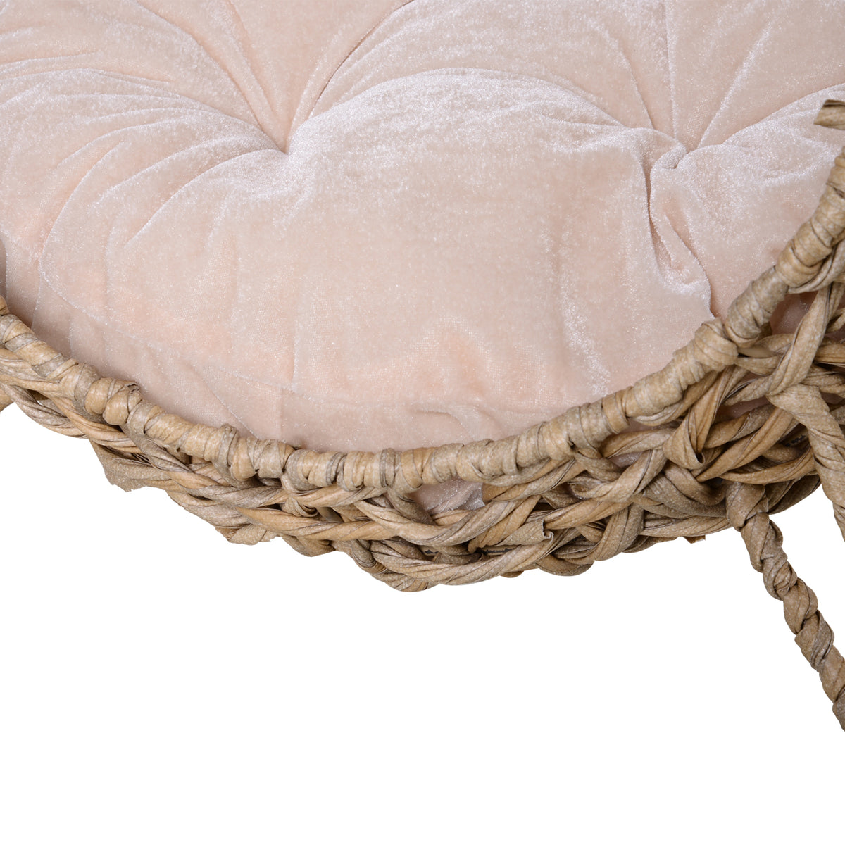 Rattan cat house with cushion, cat bed, cat cave with raised feet, natural, Ø52 x 58 cm (9)