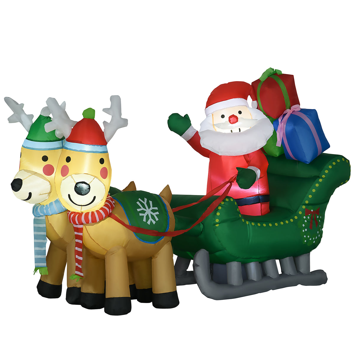 Inflatable Santa Claus, inflatable Christmas decoration, incl. blower, indoor & outdoor, white+gold
