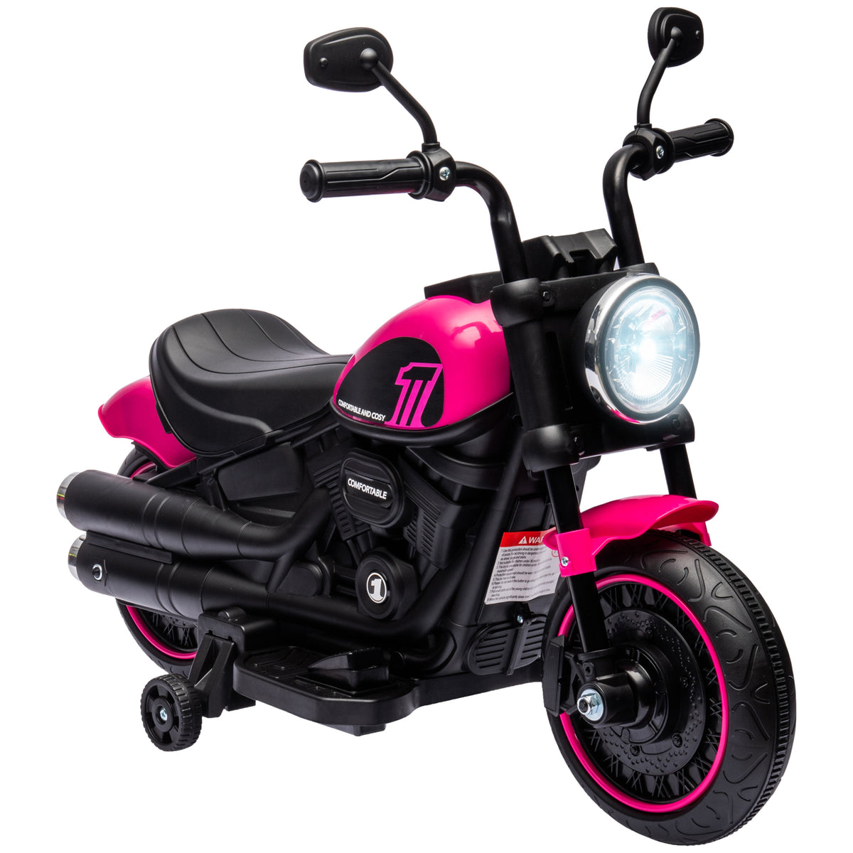 Electric motorcycle for children with training wheels, headlights, 1.5 to 3 km/h, for children aged 1.5 to 3