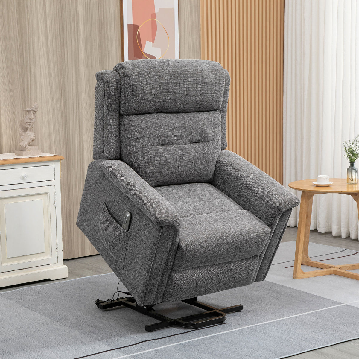 Recliner chair with lift assist incl. remote control footrest steel gray (2)