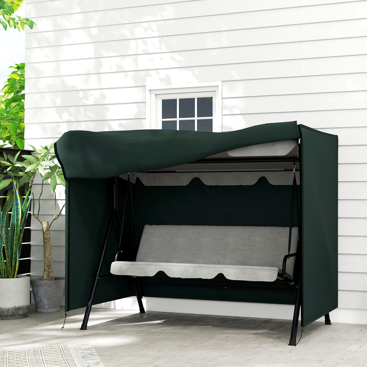 Patio Swing Cover 3-Seater, 600D Oxford Water-Repellent Winter-Proof Protective Cover for Garden Swing (2)