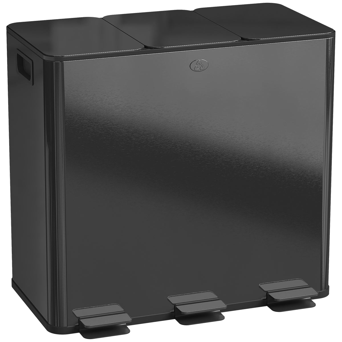 Trash can with 3 x 20 L compartments, deodorizing lid, fingerprint-proof, soft-close, removable, black