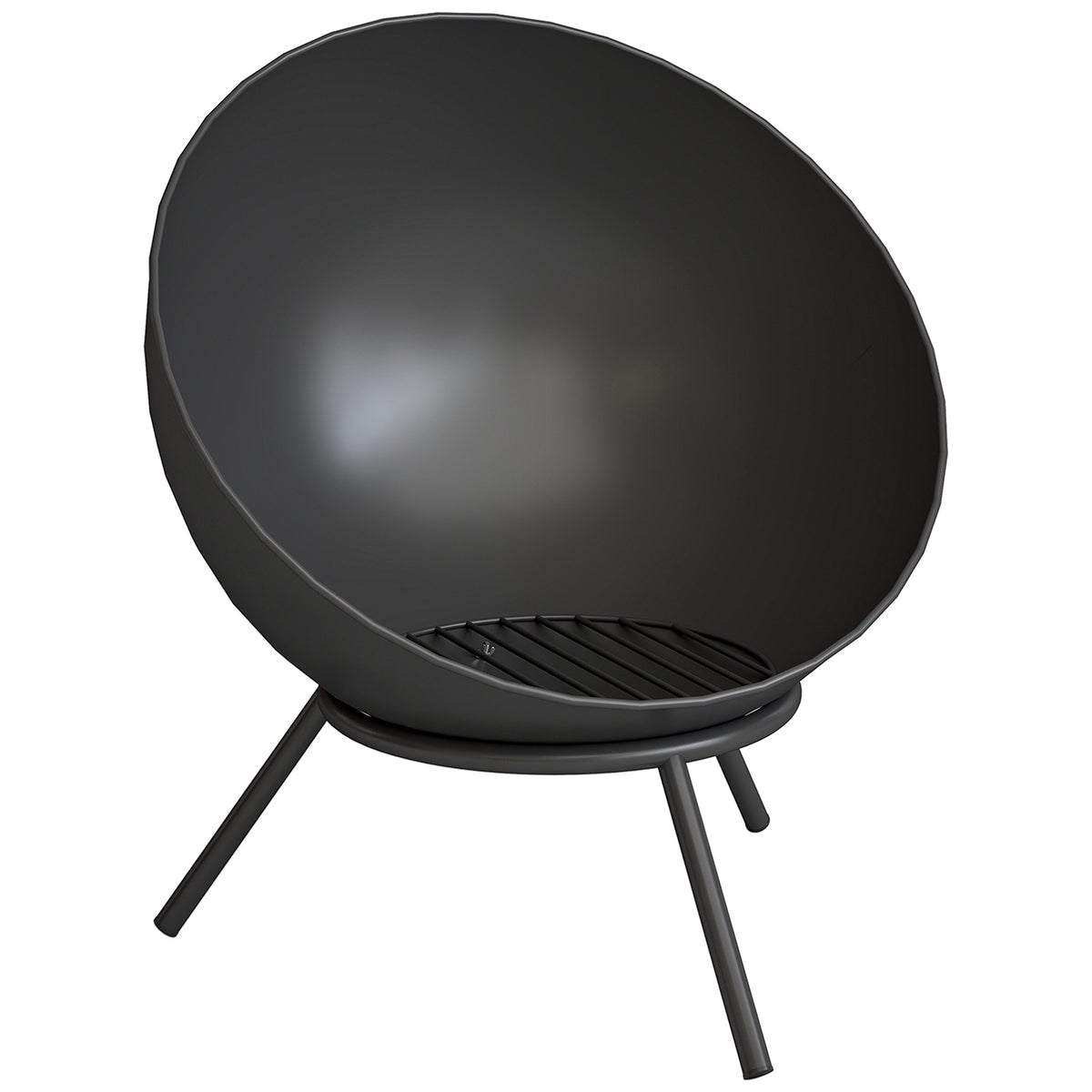 Fire pit 60 x 53 x 66cm adjustable fire bowl with poker, charcoal grate, and stand, black