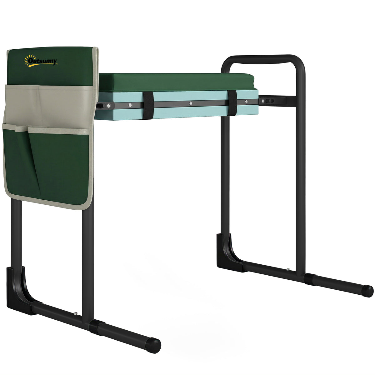 Garden kneeler and seat, 150 kg load capacity, garden stool with thickly padded knee area, extendable steel legs