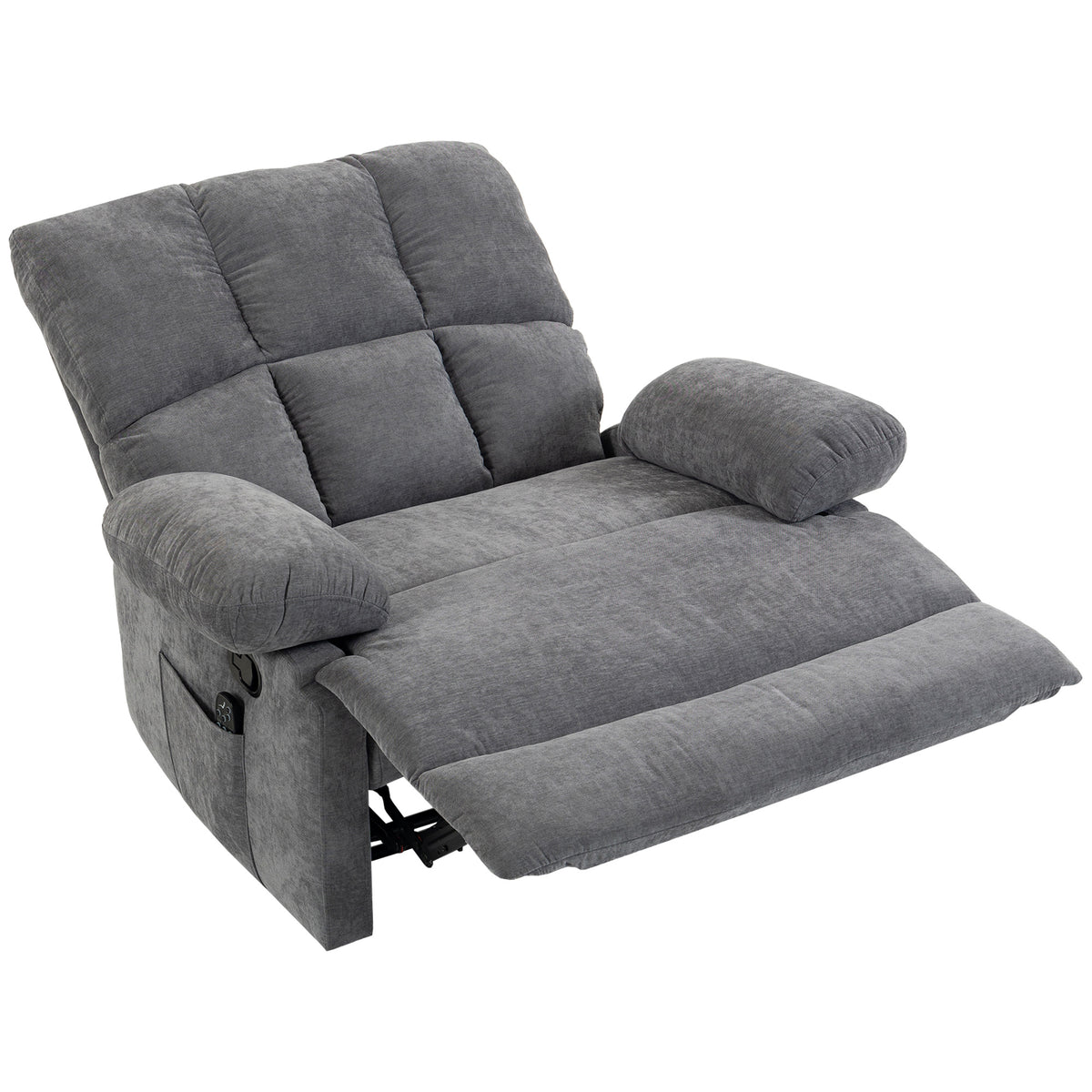 Massage chair with heating function, comfortable TV recliner with footrest, gray