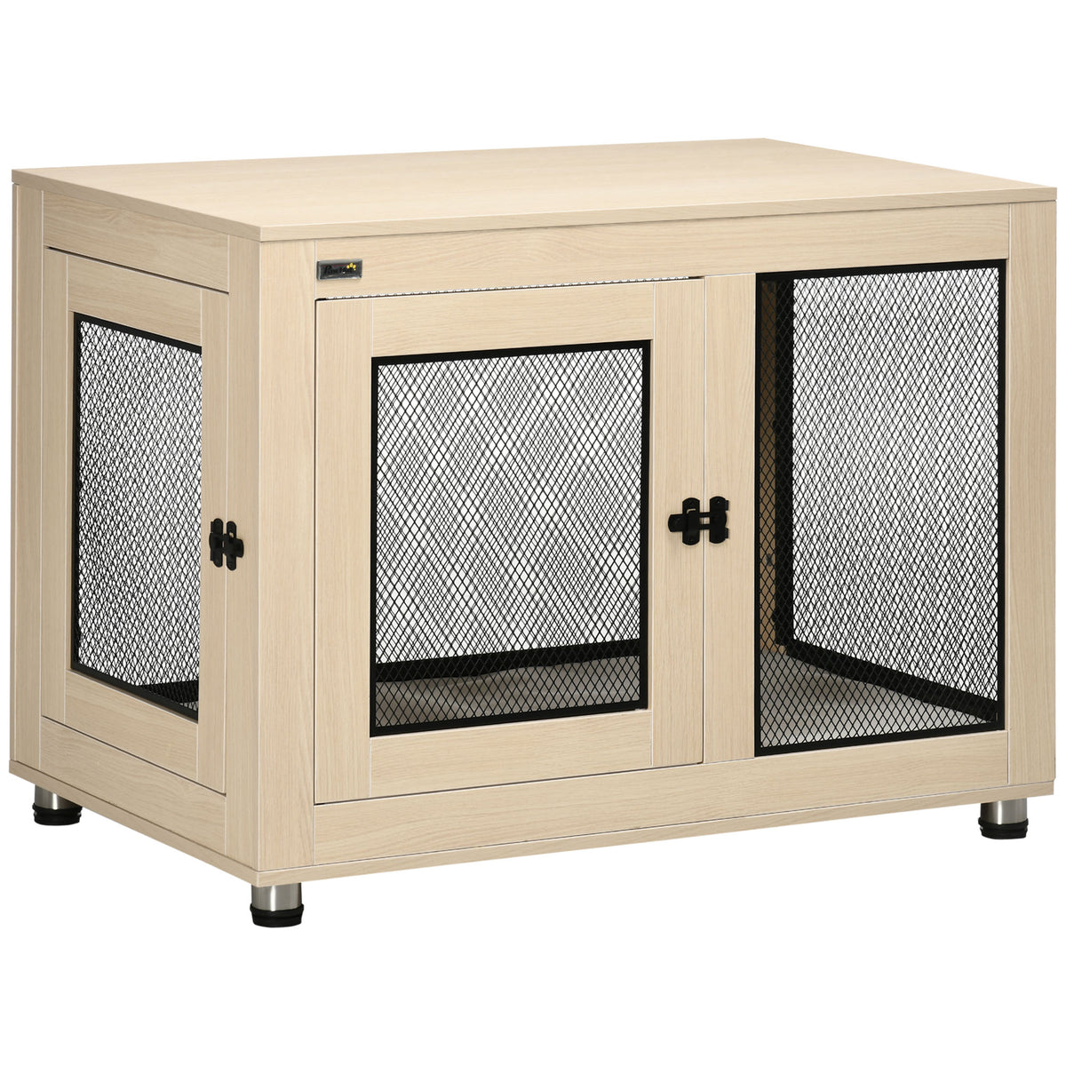 Dog crate dog cage, modern design, lockable, 2 doors, 94 cm x 60 cm x 71.5 cm, natural + black