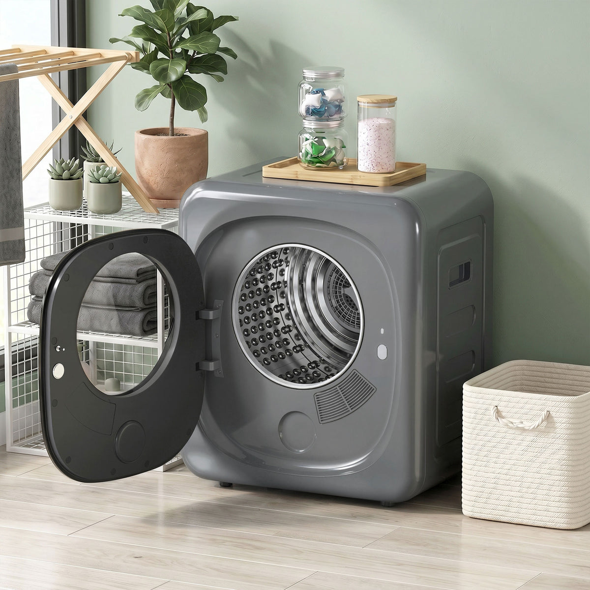 4 kg tumble dryer, compact design, 5 modes, timer, grey+black (2)