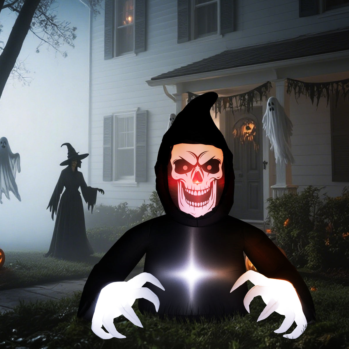 Inflatable Halloween decoration, Grim Reaper, LED lights, blower, cable (2)