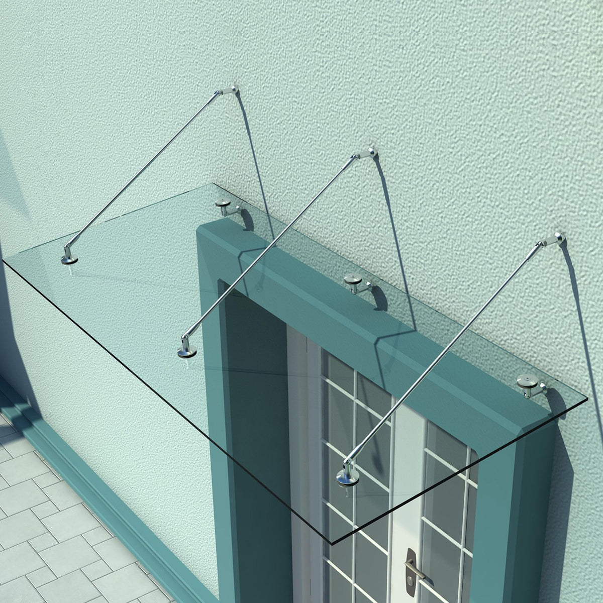 Canopy glass canopy door canopy tempered glass (laminated safety glass) stainless steel clear glass 200x90cm (2)