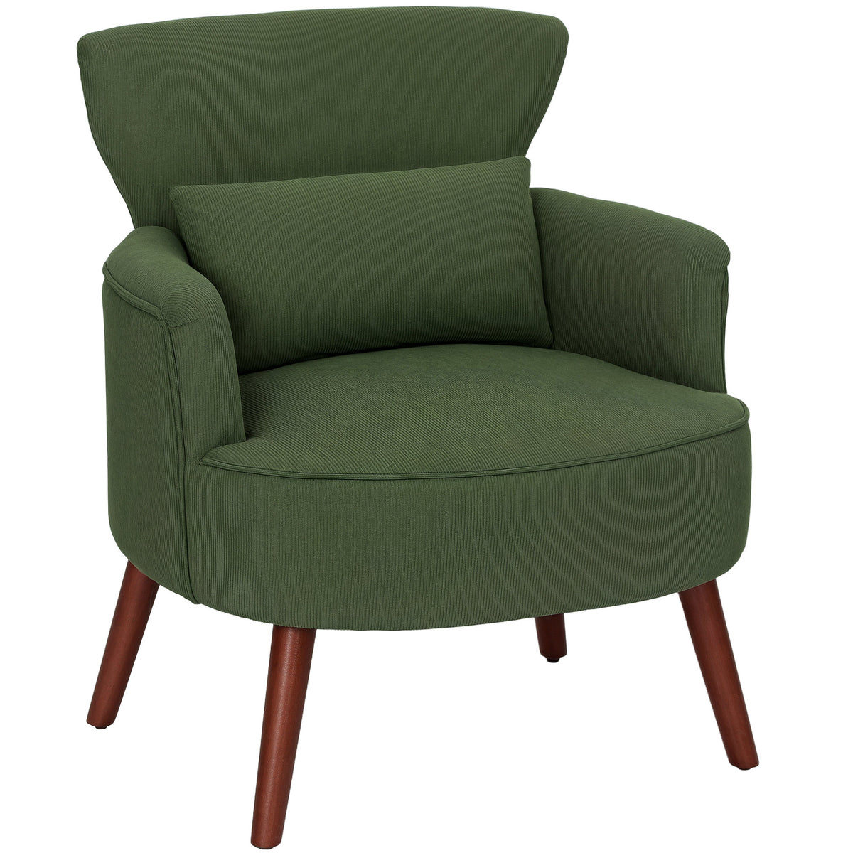 Modern Armchair, Upholstered Accent Chair with Lumbar Pillow, Green