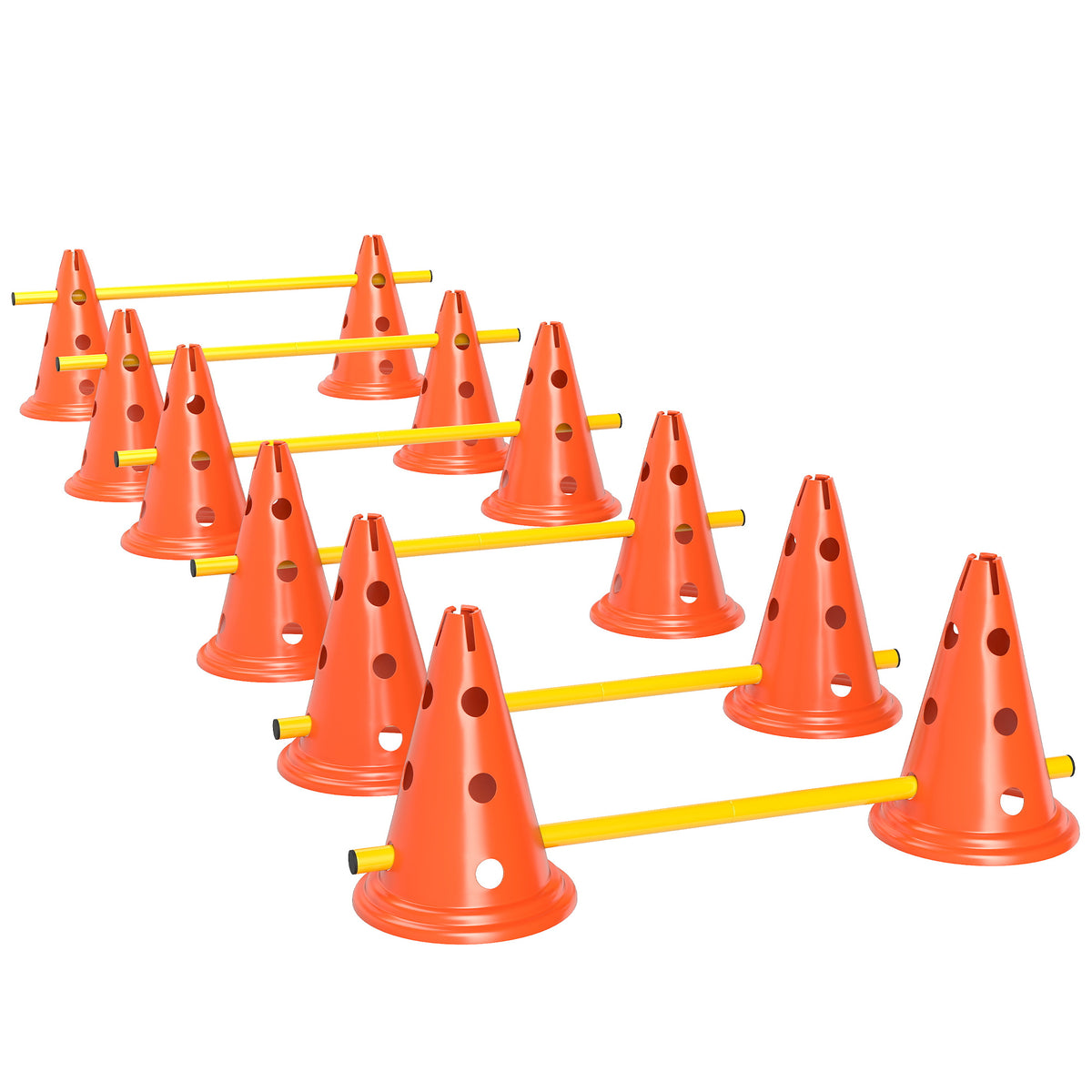 Dog Agility Set, 6-piece agility equipment for dog training, hurdle set with 12 cones, 6 hurdles, and carrying
