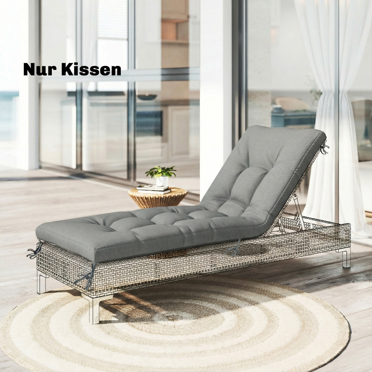 Pallet Cushion Removable Seat Cushion with Fastening Straps Pallet Upholstery for Most Loungers 198x65x13cm (2)