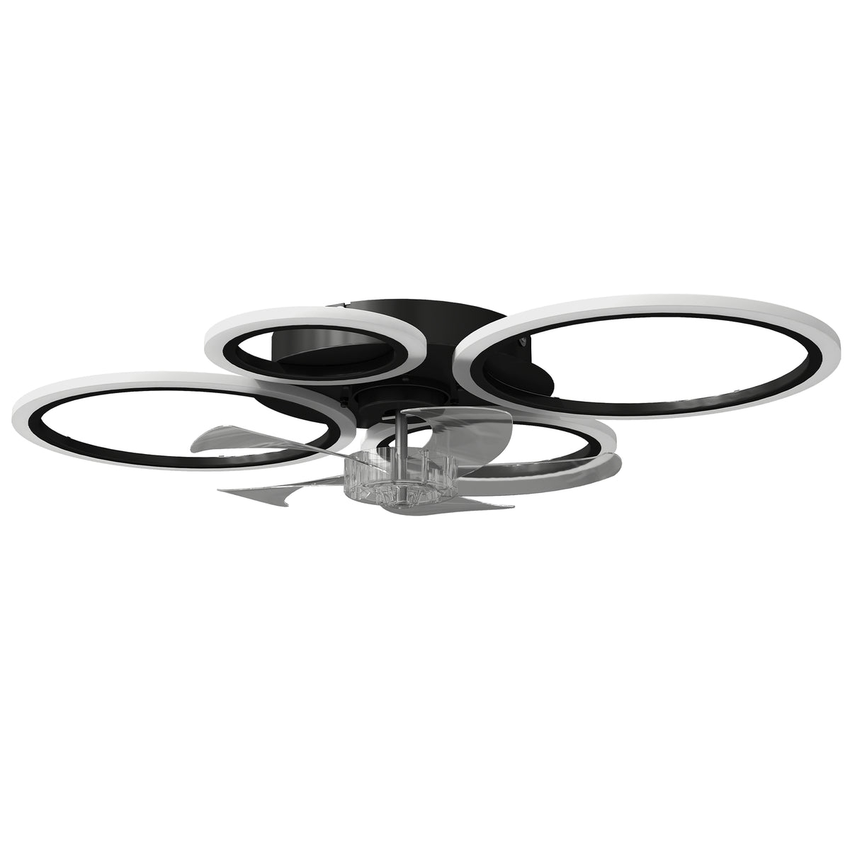 Ceiling fan with light and remote control, 77 cm LED ceiling fan with 3 light colors, 6 speeds, timer
