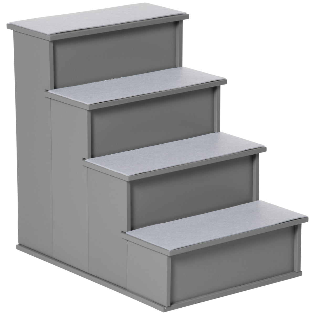 Pet stairs, for dogs/cats, 4-step, short plush, up to 30 kg, 40 x 59 x 54.2 cm, grey