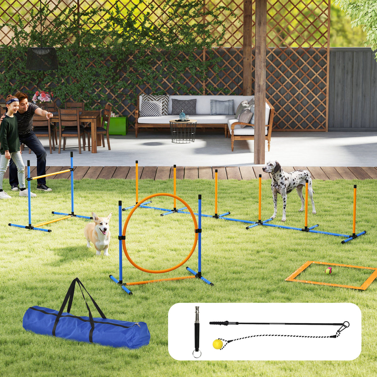 7-Piece Dog Agility Set Agility Equipment for Dog Training Adjustable Hurdle Set for Games and Training (2)