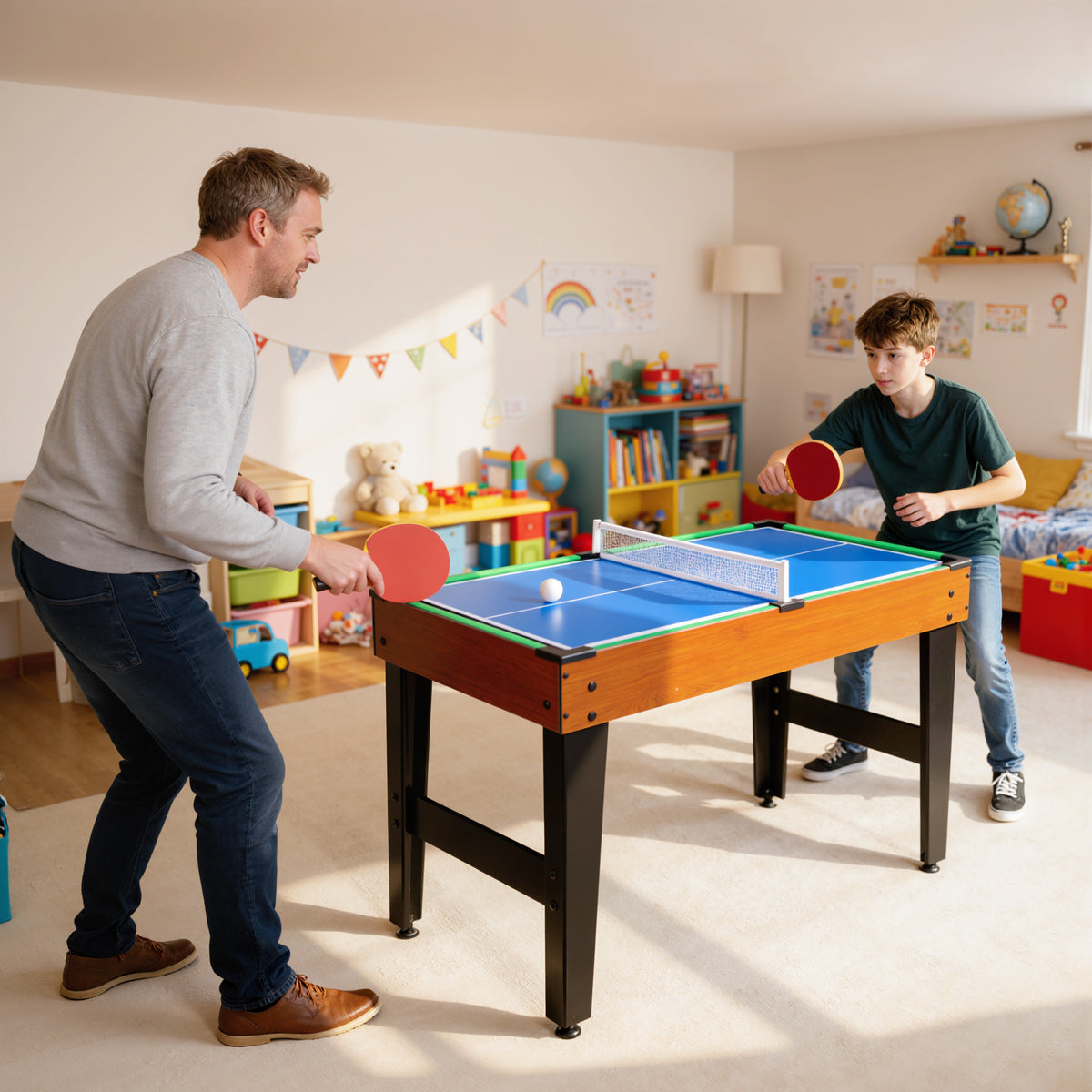 5-in-1 multi-game table, 53 accessories, foosball, air hockey, table tennis, billiards, basketball, walnut (2)